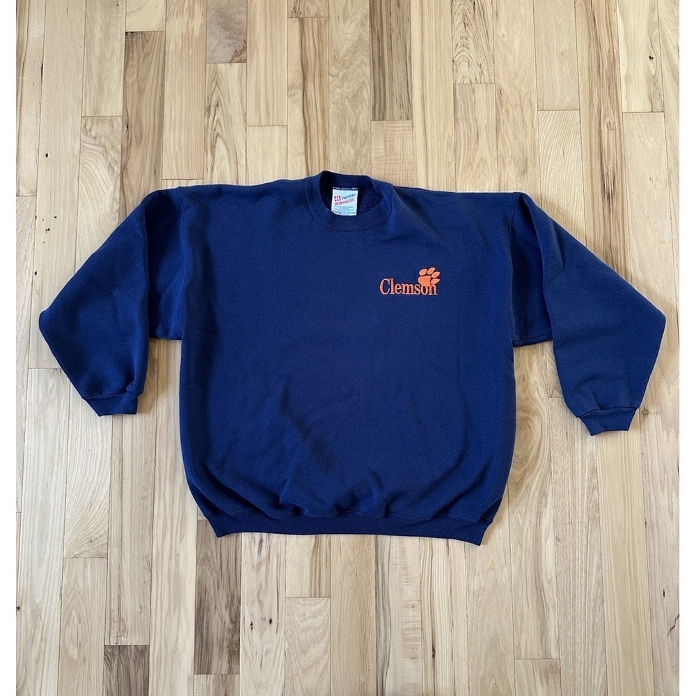 Vintage 90s Hanes Heavyweight Clemson Tigers SC Crewneck Navy Size XXL